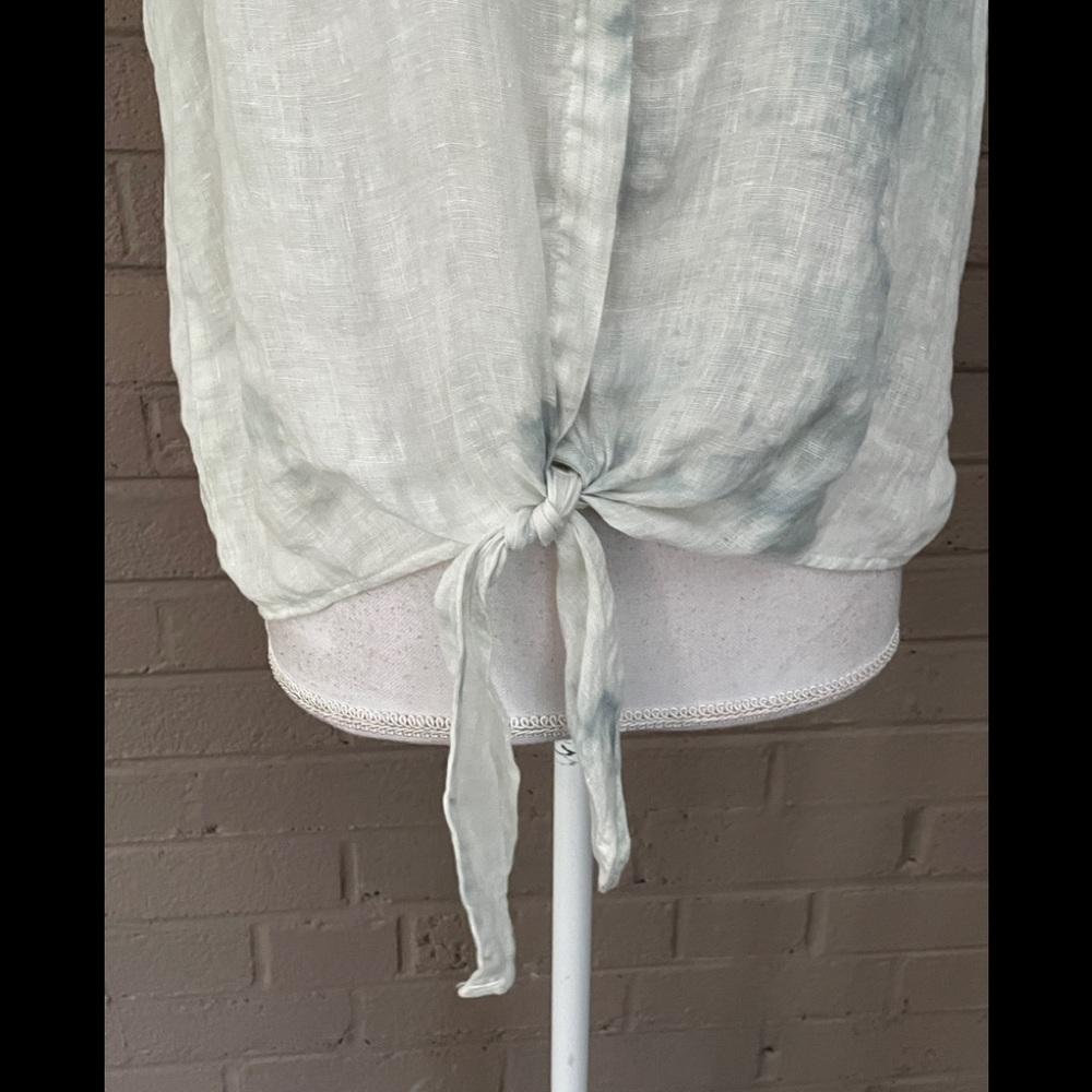Bella Dahl Sleeveless tie waist linen top L - Picture 8 of 12